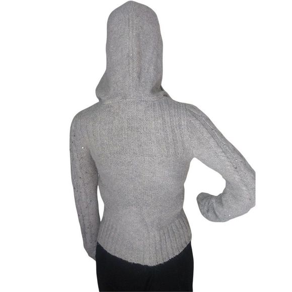 Aeropostale Grey Sequins Sweater Drawstring Hood M - Picture 2 of 5